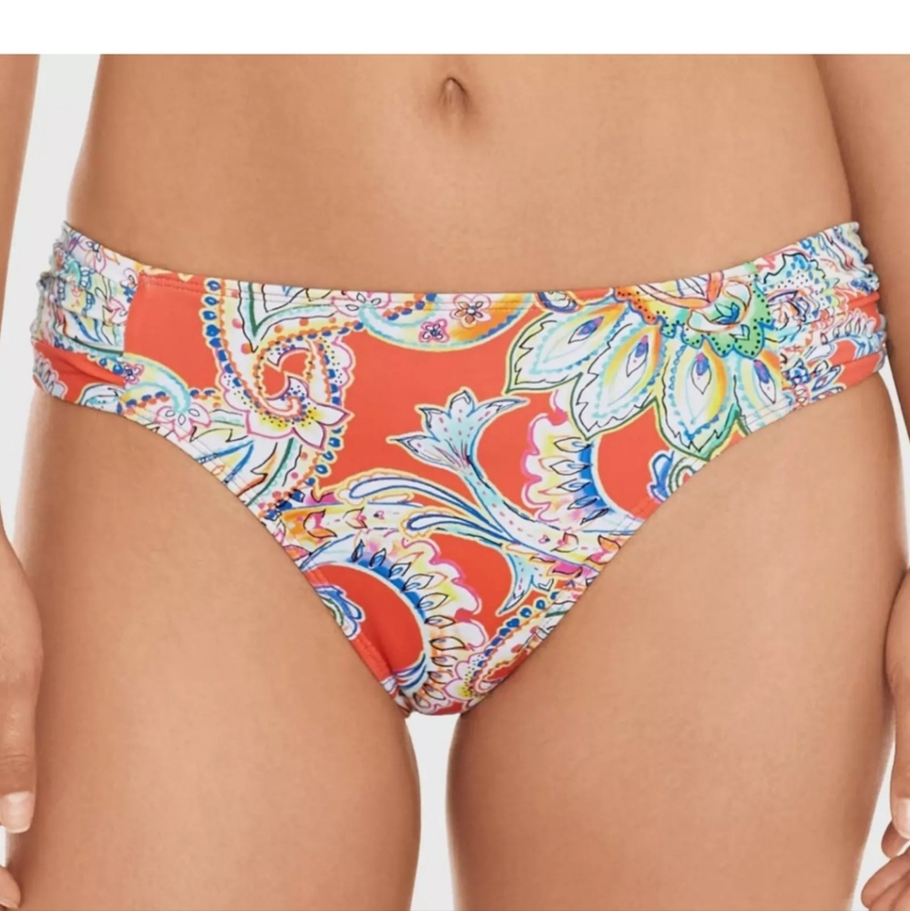 NEW Lauren Ralph Lauren Floral Paisley Coral Swim Bikini Bottom Size 6 NWT